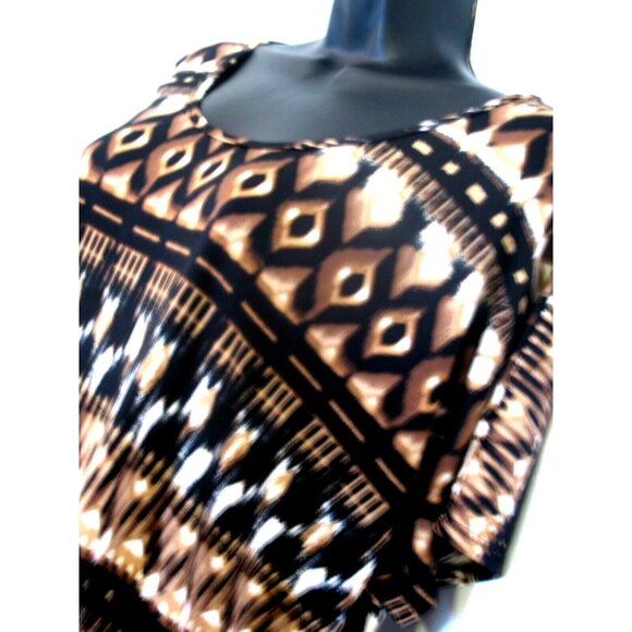 Notations blouse. Animal Print scoop neck with Fringes, Short sleeve XL - Picture 5 of 9